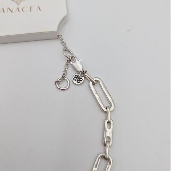 Panacea Women's Adjustable Large Paper Clip Chain Necklace Silver - Picture 3 of 6